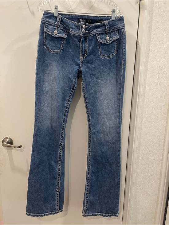 Miss Me Denim - Miss Me Medium Blue Bootcut Jeans with Decorative Pockets